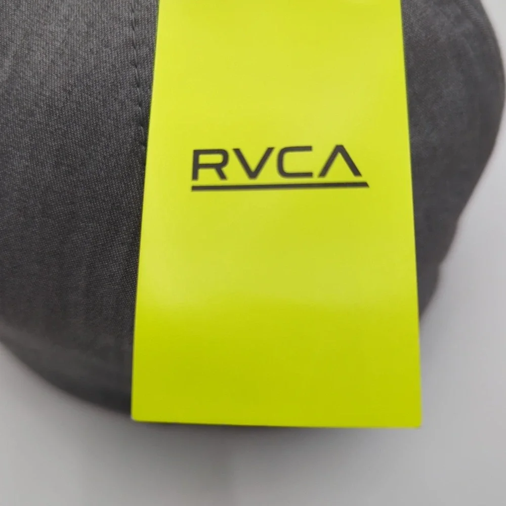 RVCA Chester Flexfit Hat Heather Grey VA Logo Baseball Cap S/M 3D5542502